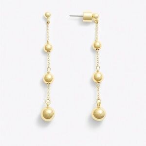 Draper James 12K Shiny Gold Plated Brass Linear Dangling Gold Bead Earrings